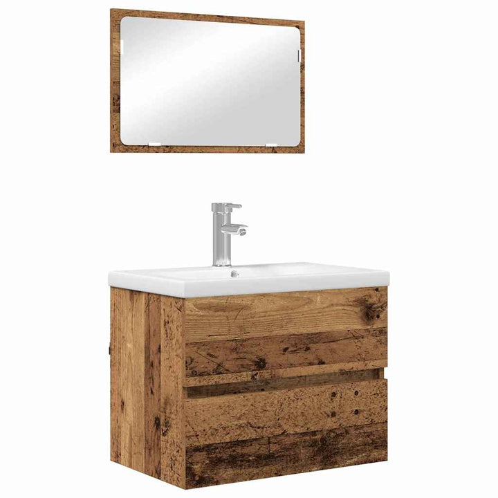 Badeværelsesmøbel sæt 3 pcs Gammelt træ 60 x 38.5 x 45 cm