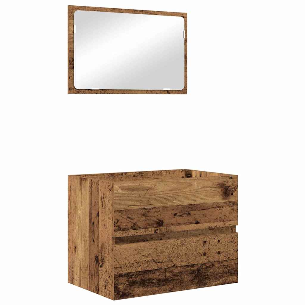 Badeværelsesmøbel sæt 3 pcs Gammelt træ 60 x 38.5 x 45 cm