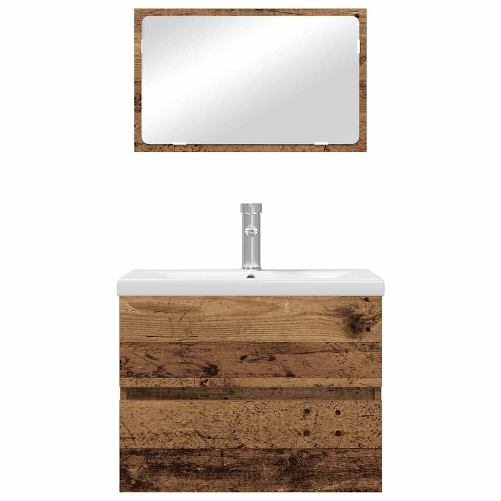 Badeværelsesmøbel sæt 3 pcs Gammelt træ 60 x 38.5 x 45 cm