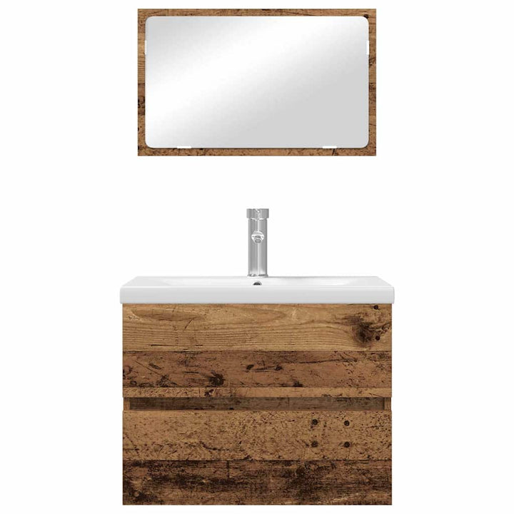 Badeværelsesmøbel sæt 3 pcs Gammelt træ 60 x 38.5 x 45 cm