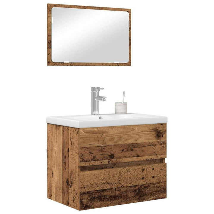 Badeværelsesmøbel sæt 3 pcs Gammelt træ 60 x 38.5 x 45 cm