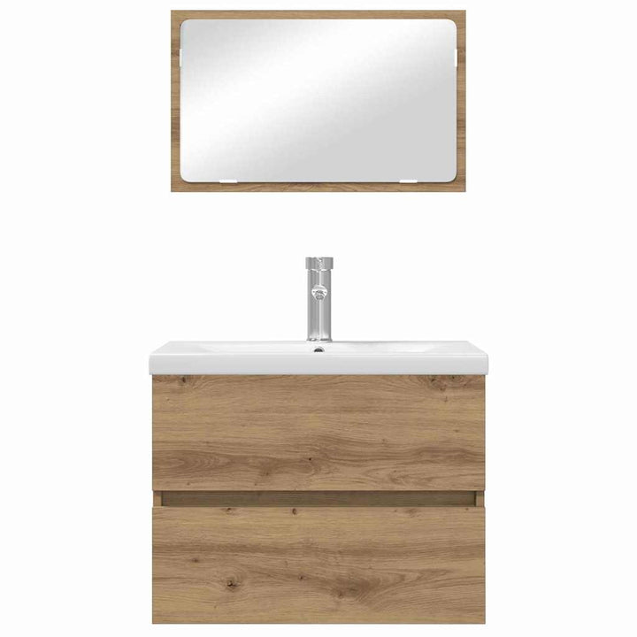 Badeværelsesmøbel sæt med spejl 3 pcs Sort eg 60 x 38.5 x 45 cm