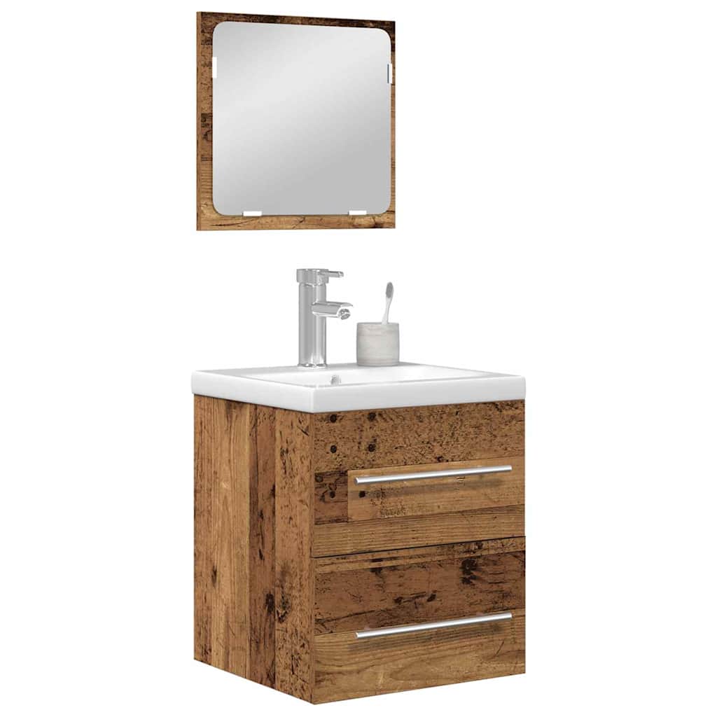 Badeværelsesmøbel sæt 2 pcs Gammelt træ 41 x 38.5 x 48 cm