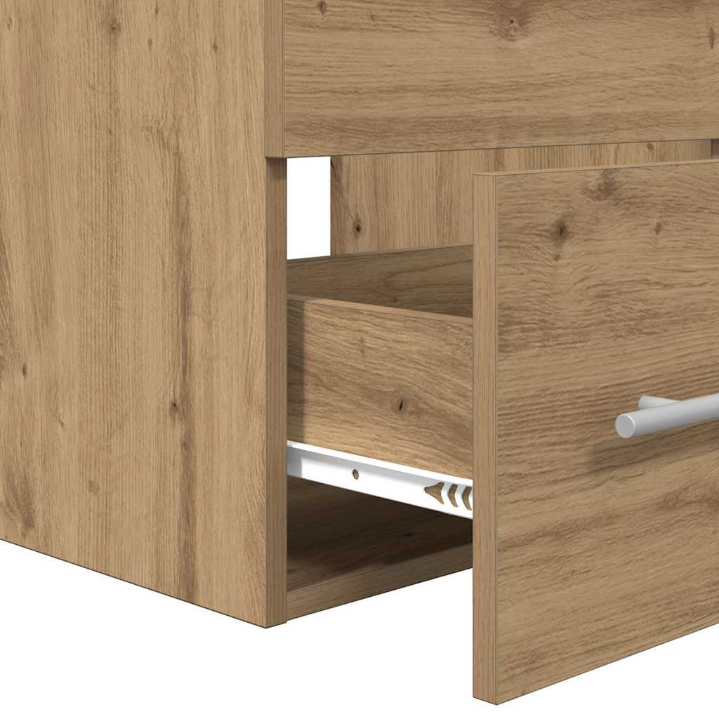 Badeværelsesmøbel sæt med spejl 2 pcs Sort eg 41 x 38.5 x 48 cm