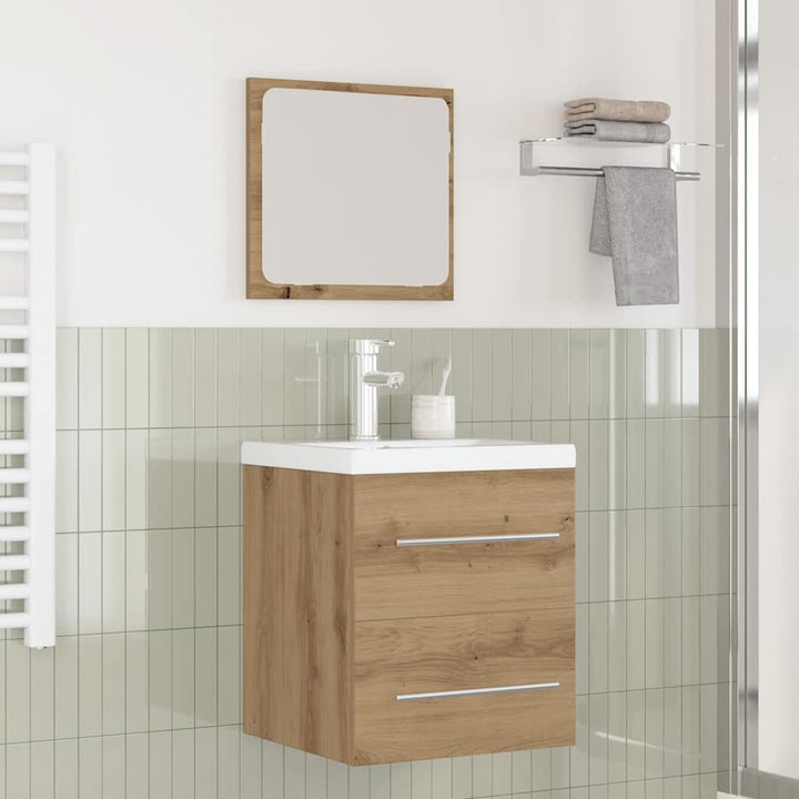 Badeværelsesmøbel sæt med spejl 2 pcs Sort eg 41 x 38.5 x 48 cm