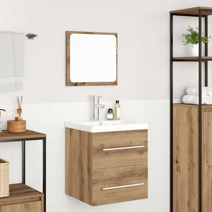 Badeværelsesmøbel sæt med spejl 2 pcs Sort eg 41 x 38.5 x 48 cm