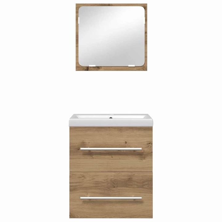 Badeværelsesmøbel sæt med spejl 2 pcs Sort eg 41 x 38.5 x 48 cm