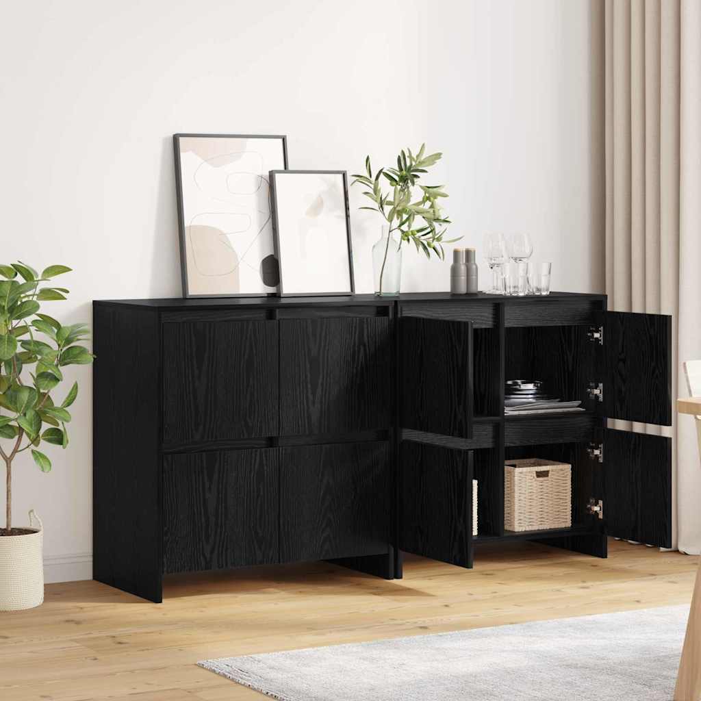 Sideboards 2 pcs Sort eg 70 x 41 x 75 cm Konstrueret træ