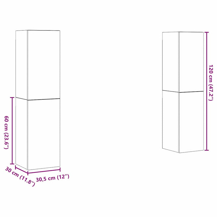 Tv-skabssæt 4 pcs Gammelt træ 30.5 x 30 x 60 cm Konstrueret træ
