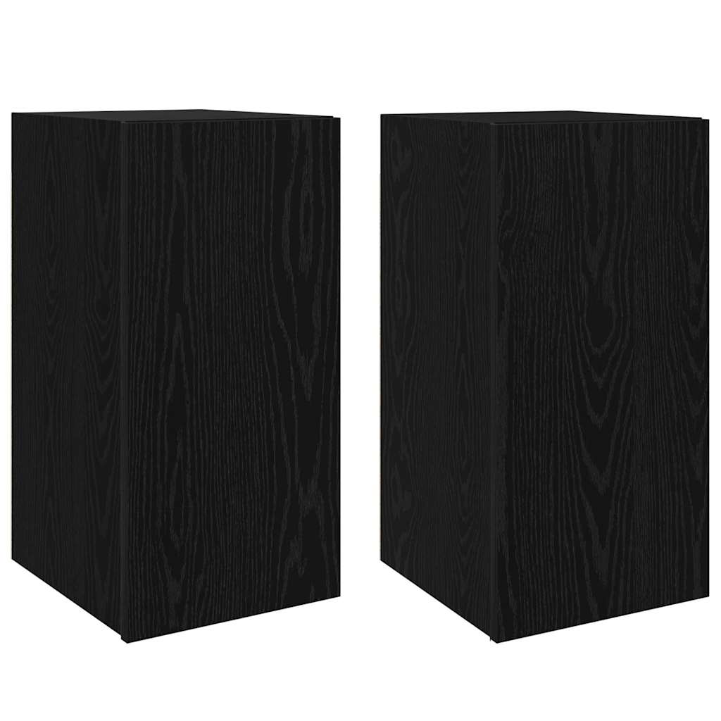 Tv-skabssæt 4 pcs Sort eg 30.5 x 30 x 60 cm Konstrueret træ