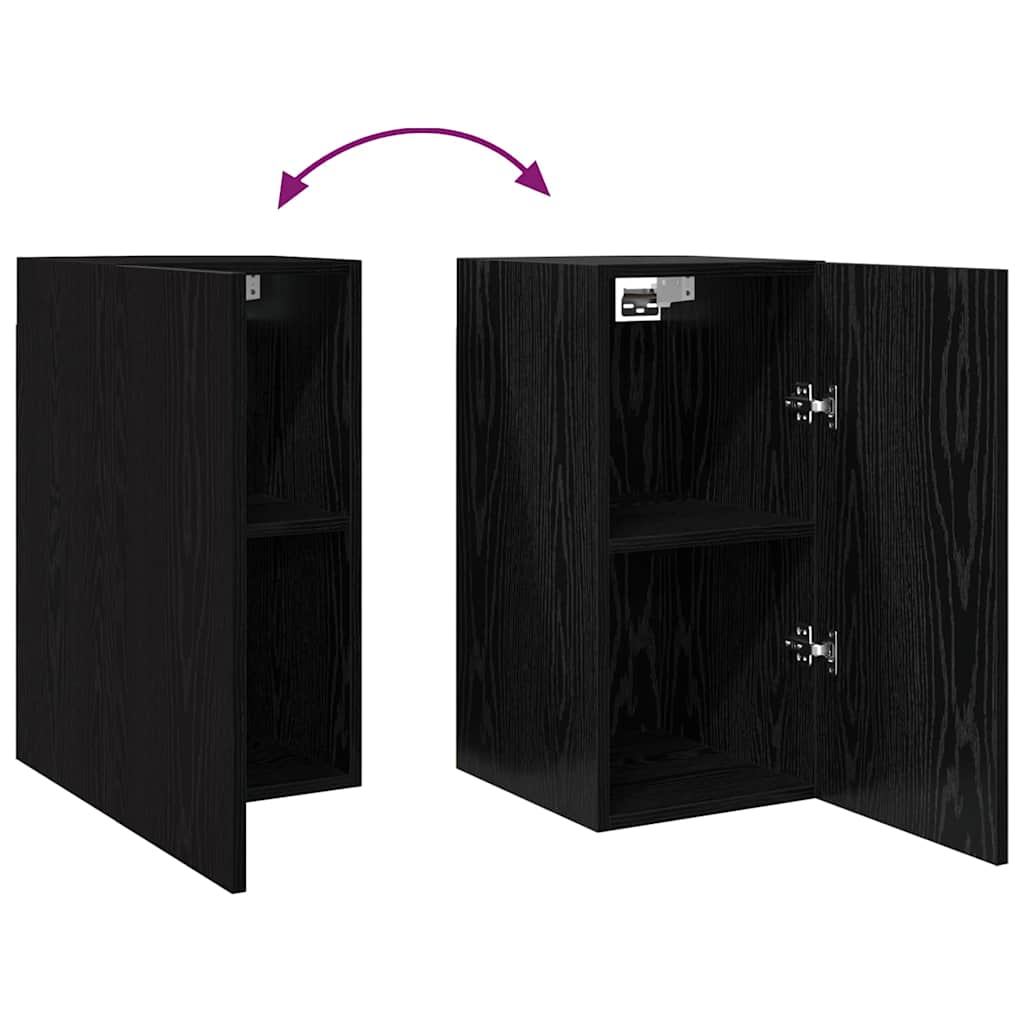 Tv-skabssæt 4 pcs Sort eg 30.5 x 30 x 60 cm Konstrueret træ