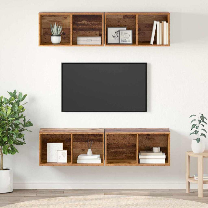 Væg TV Skab 4 pcs Gammelt træ 37 x 37 x 72 cm Konstrueret træ
