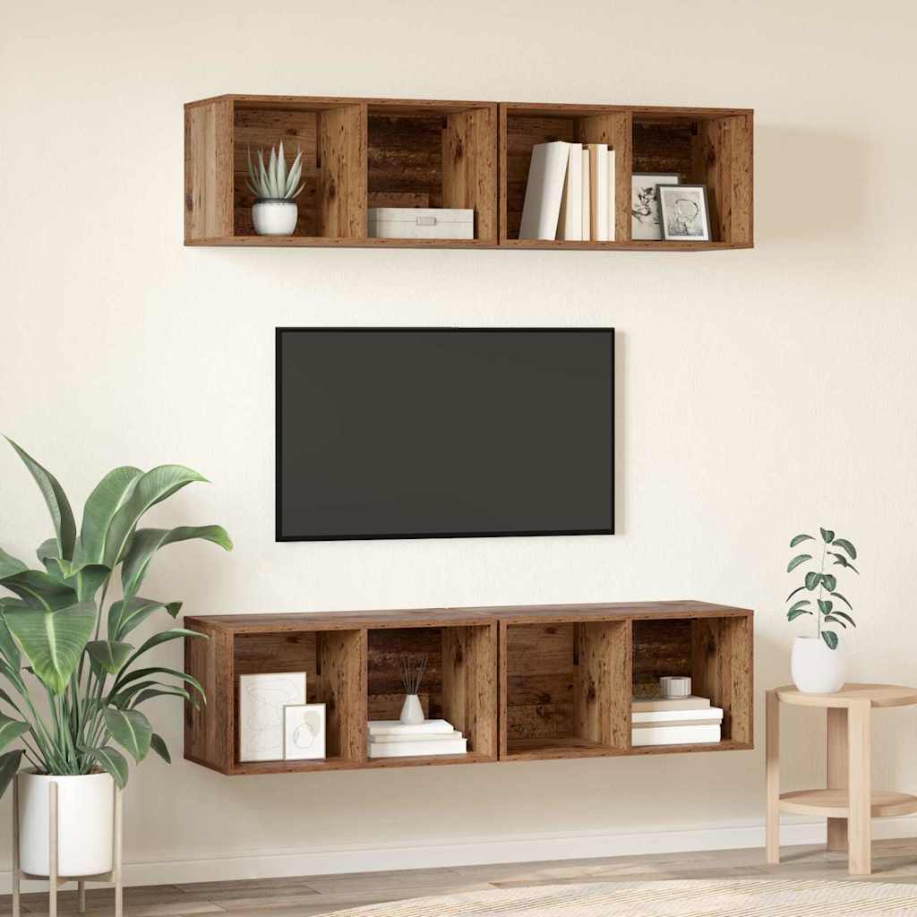 Væg TV Skab 4 pcs Gammelt træ 37 x 37 x 72 cm Konstrueret træ