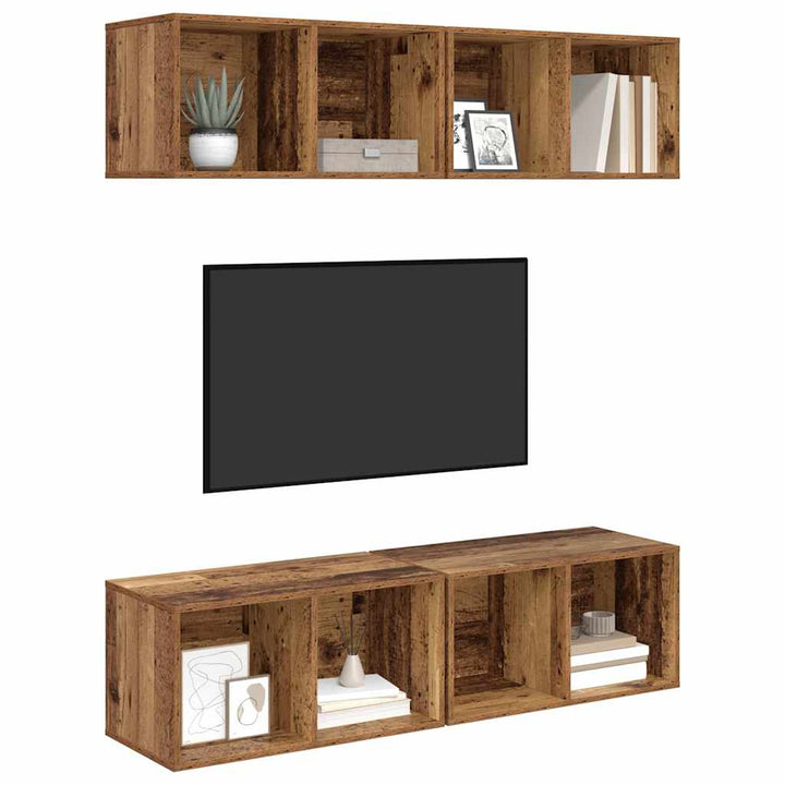Væg TV Skab 4 pcs Gammelt træ 37 x 37 x 72 cm Konstrueret træ
