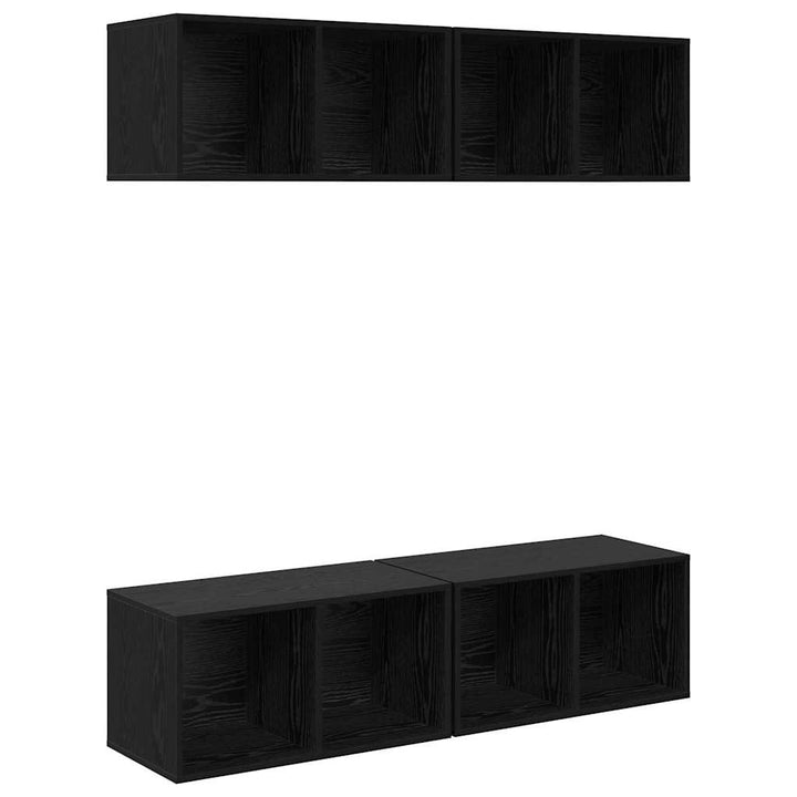 Væg TV Skab 4 pcs Sort eg 37 x 37 x 72 cm Konstrueret træ