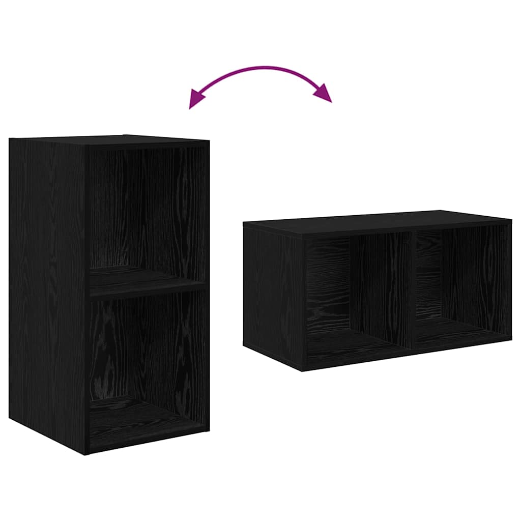 Væg TV Skab 4 pcs Sort eg 37 x 37 x 72 cm Konstrueret træ