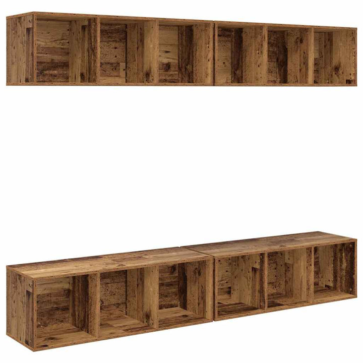 Væg TV Skab 4 pcs Gammelt træ 37 x 37 x 107,5 cm Ingeniørtræ