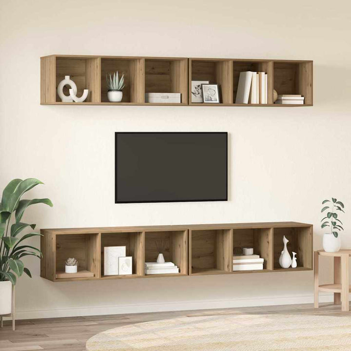Væg TV Skab 4 pcs artisan eg 37 x 37 x 107,5 cm Ingeniørtræ