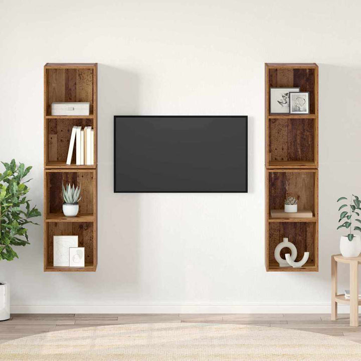 Væg TV Skab 4 pcs Gammelt træ 37 x 37 x 72 cm Konstrueret træ