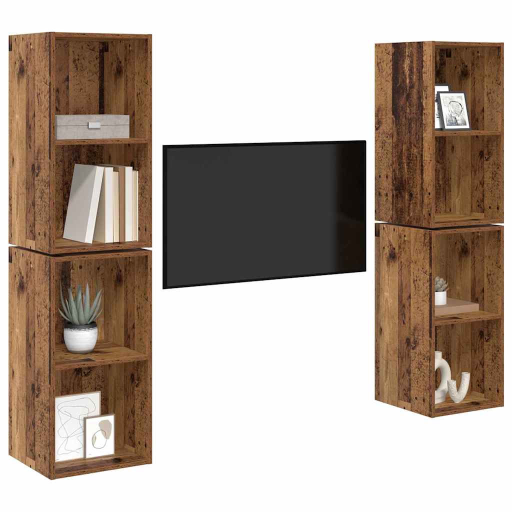 Væg TV Skab 4 pcs Gammelt træ 37 x 37 x 72 cm Konstrueret træ