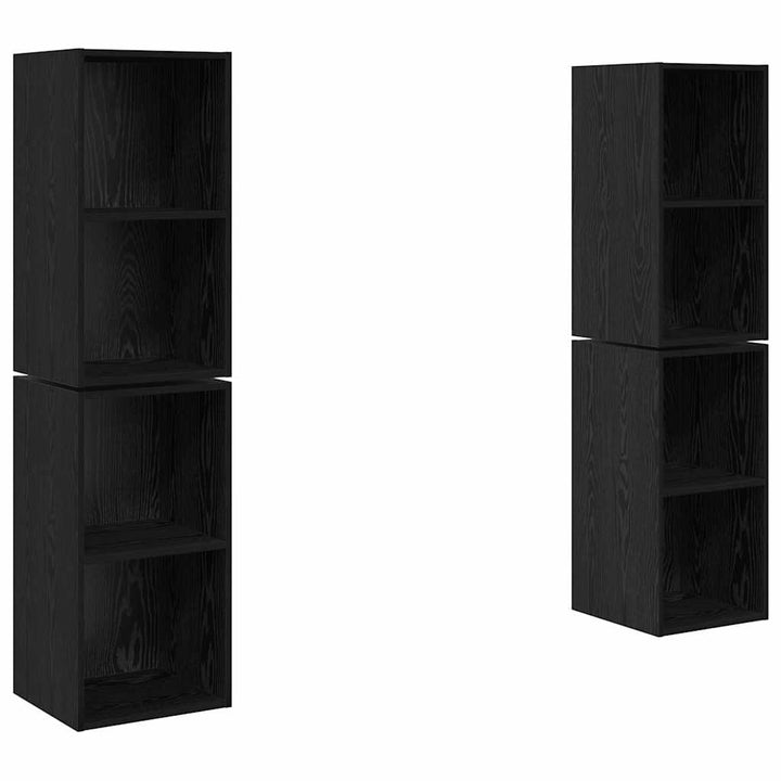 Væg TV Skab 4 pcs Sort Eg 37 x 37 x 72 cm Konstrueret træ