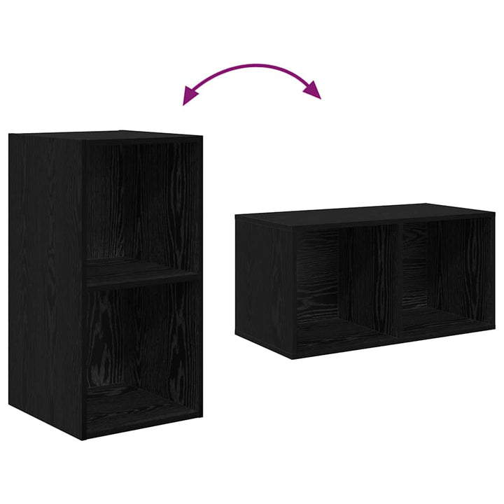 Væg TV Skab 4 pcs Sort Eg 37 x 37 x 72 cm Konstrueret træ