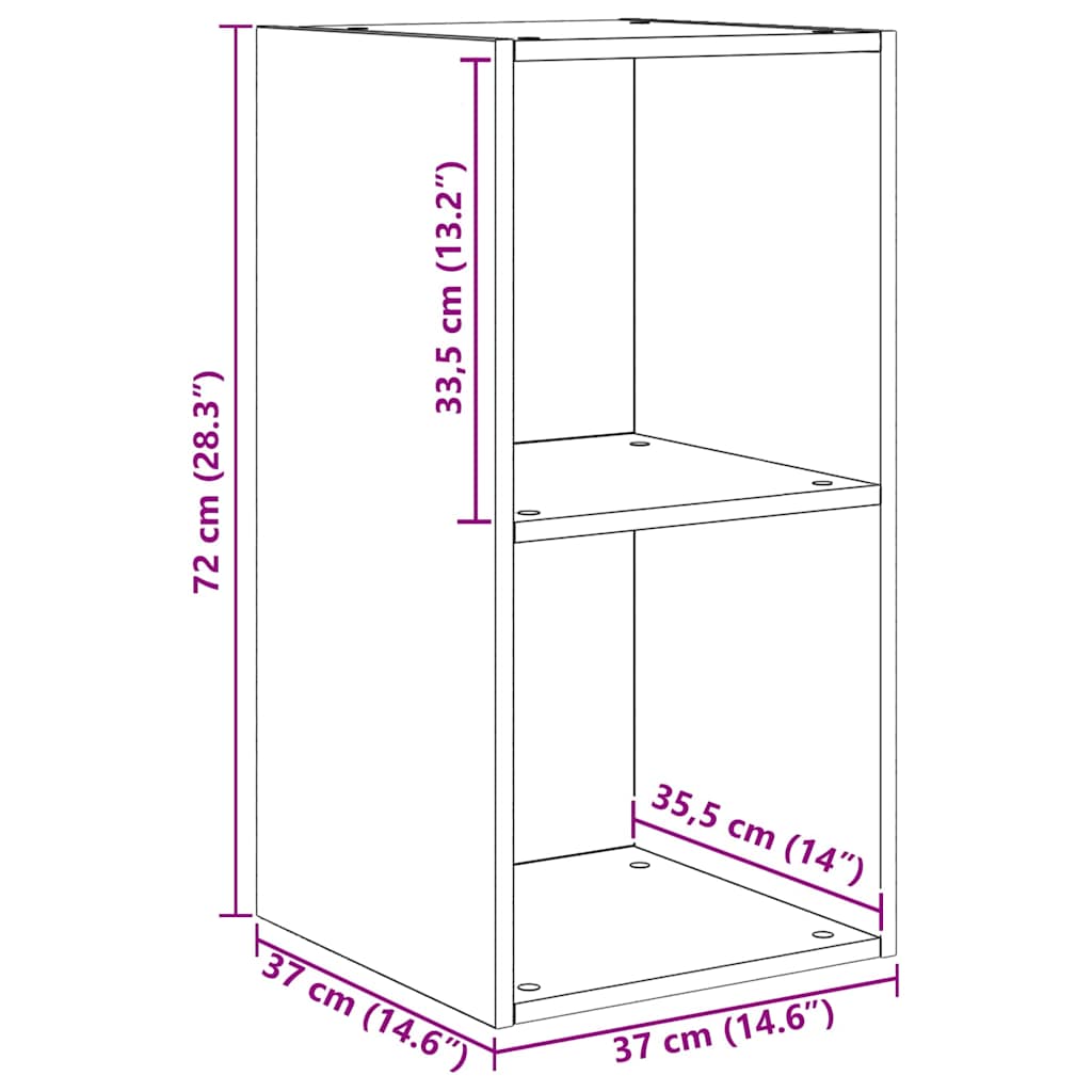 Væg TV Skab 4 pcs Sort Eg 37 x 37 x 72 cm Konstrueret træ