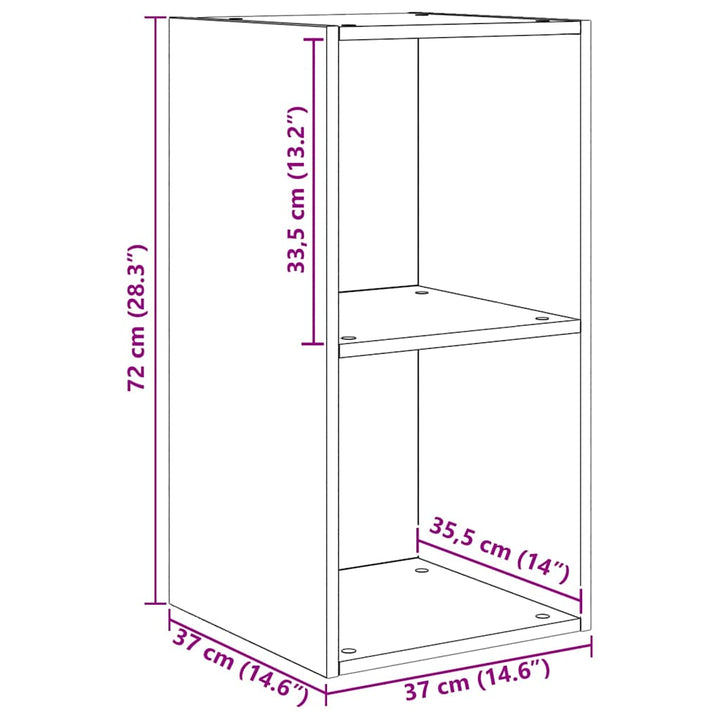 Væg TV Skab 4 pcs Sort Eg 37 x 37 x 72 cm Konstrueret træ