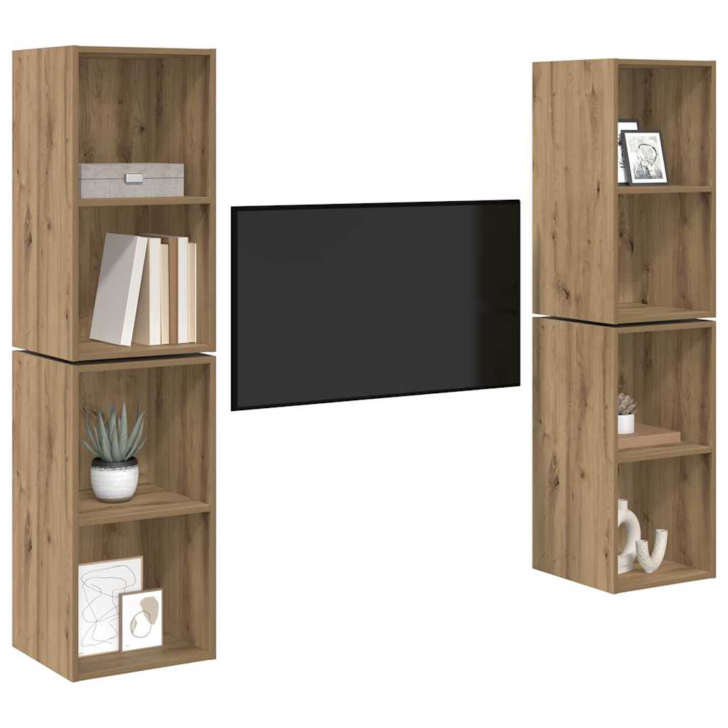 Væg TV Skab 4 pcs Artisan egetræ 37 x 37 x 72 cm