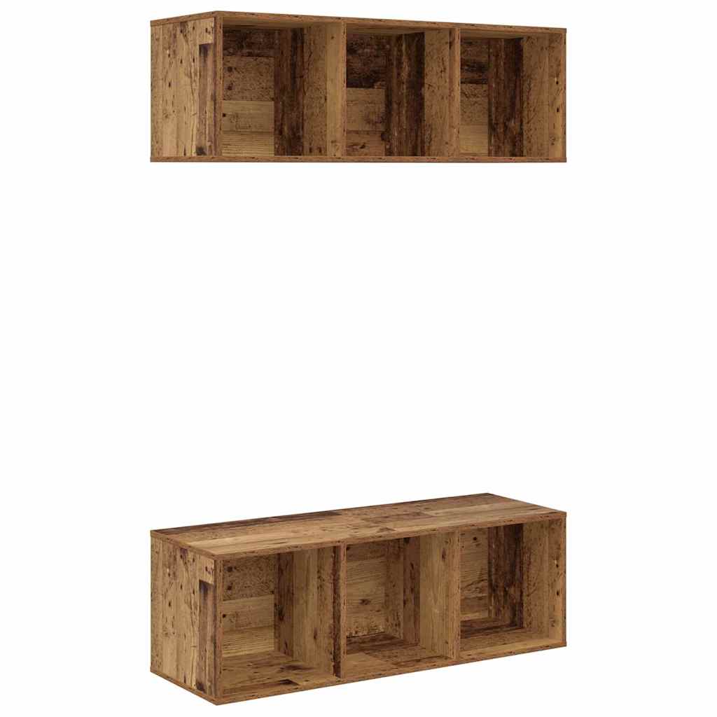 Væghængte TV skabe 2 pcs Gammelt træ 37 x 37 x 107 cm