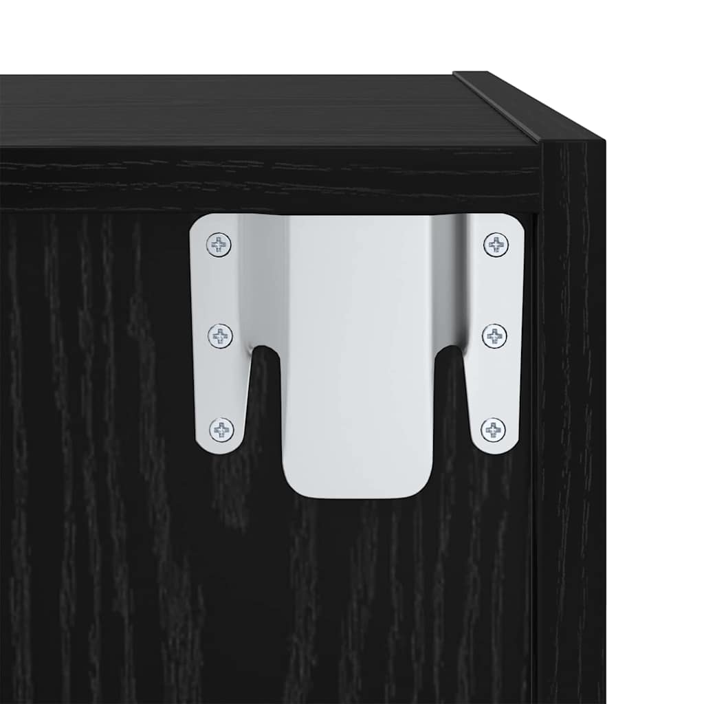 Væghængte TV skabe Vægmonteret 2 pcs Sort eg 37 x 37 x 107 cm