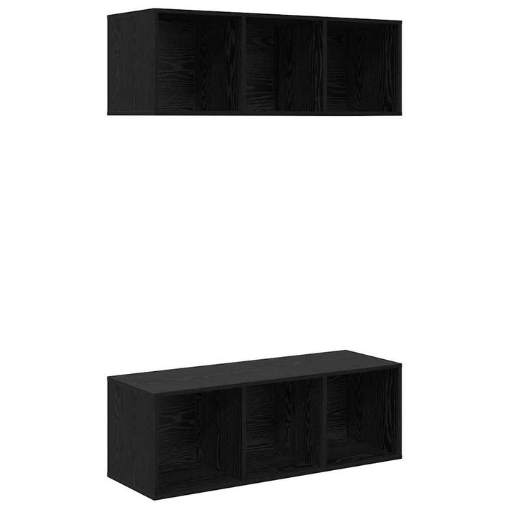 Væghængte TV skabe Vægmonteret 2 pcs Sort eg 37 x 37 x 107 cm