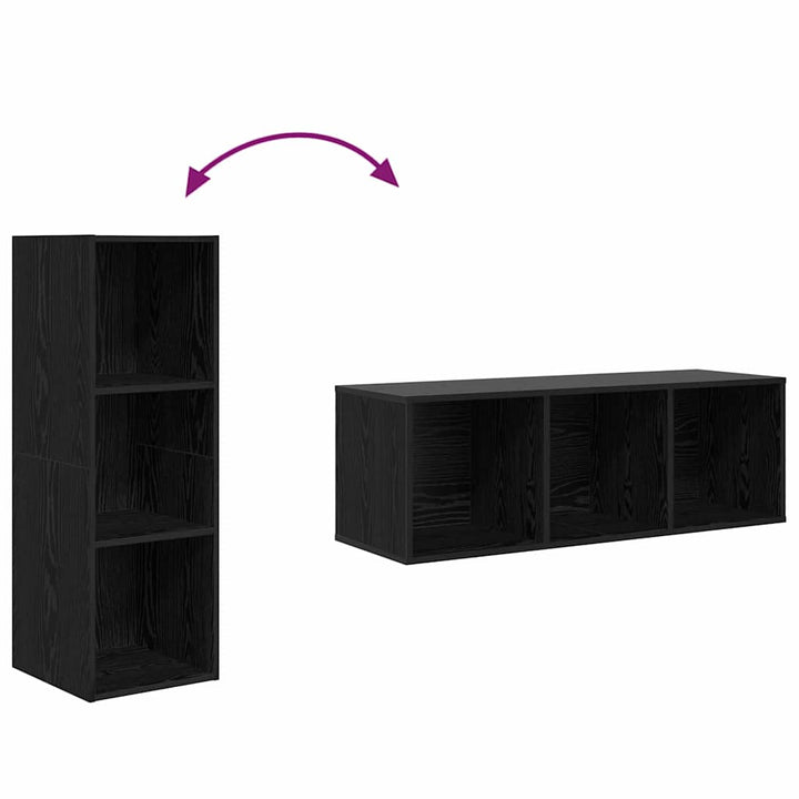 Væghængte TV skabe Vægmonteret 2 pcs Sort eg 37 x 37 x 107 cm