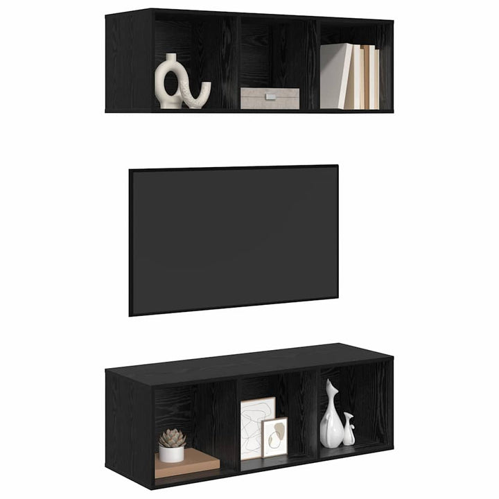 Væghængte TV skabe Vægmonteret 2 pcs Sort eg 37 x 37 x 107 cm