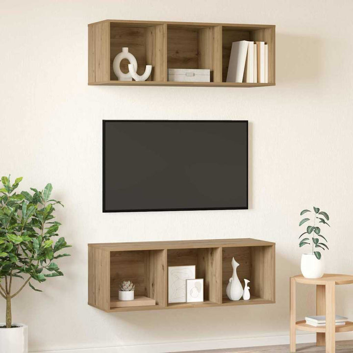 Væghængte TV skabe 2 pcs artisan eg 37 x 37 x 107 cm