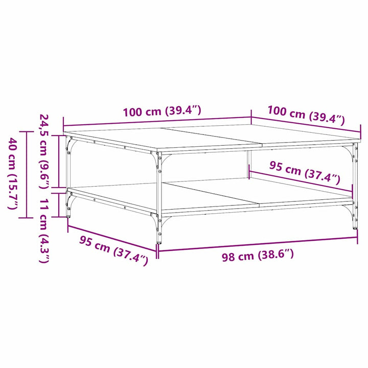 Sofabord Gammelt træ 100 x 100 x 40 cm Konstrueret træ