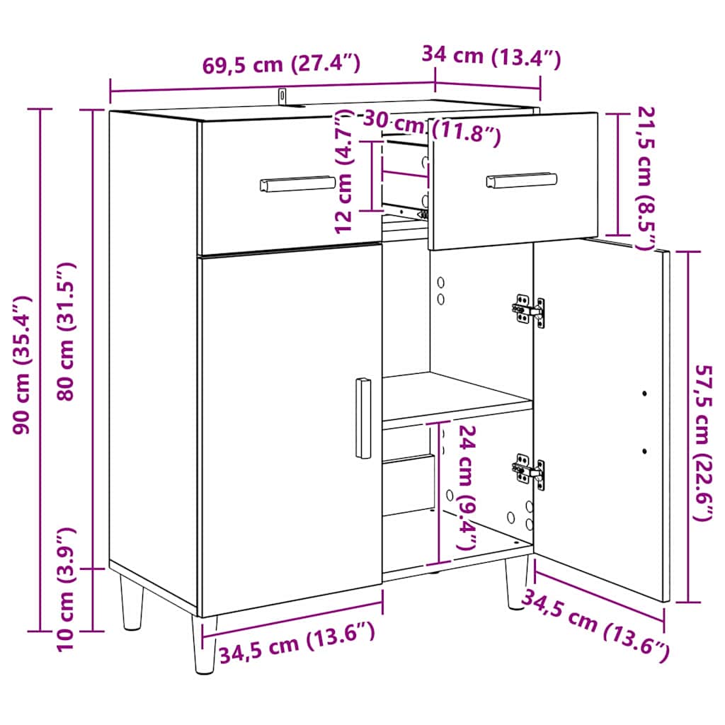 Sideboard artisan eg 34 x 69.5 x 89 cm Konstrueret træ