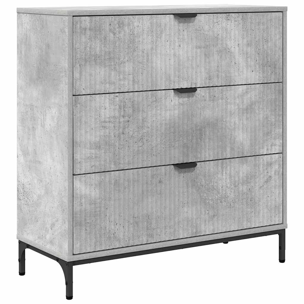 Sideboard med skuffe Betongrå 79,5 x 33 x 82 cm Konstrueret træ