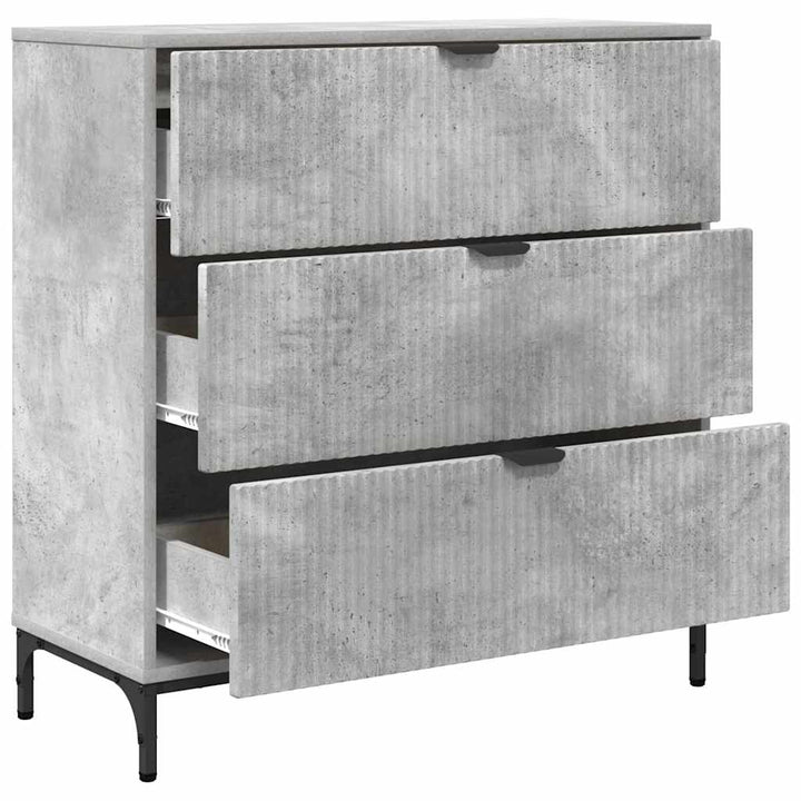 Sideboard med skuffe Betongrå 79,5 x 33 x 82 cm Konstrueret træ