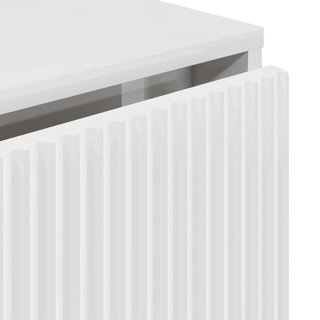 Sideboard Hvid højglans 79,5 x 33 x 82 cm Konstrueret træ