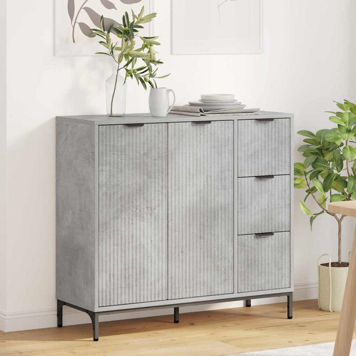 Sideboard med skuffe Betongrå 89.5 x 33 x 82 cm Konstrueret træ