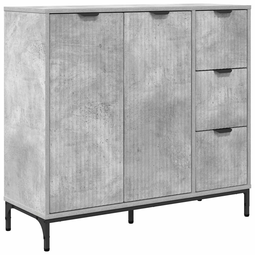 Sideboard med skuffe Betongrå 89.5 x 33 x 82 cm Konstrueret træ