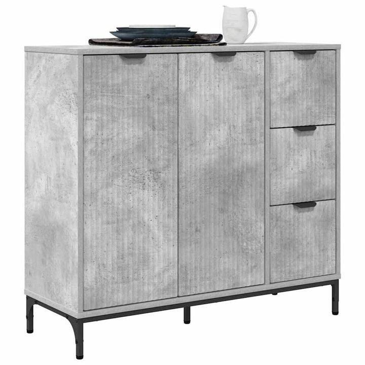 Sideboard med skuffe Betongrå 89.5 x 33 x 82 cm Konstrueret træ