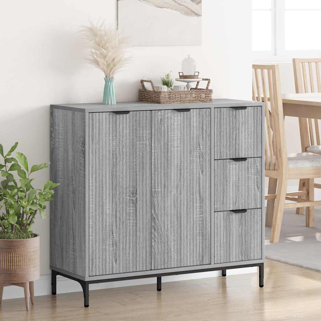 Sideboard Grå sonoma-eg 89.5 x 33 x 82 cm Konstrueret træ