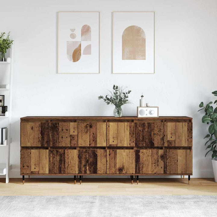Sideboards 3 pcs Gammelt træ 180 x 35 x 70 cm Konstrueret træ