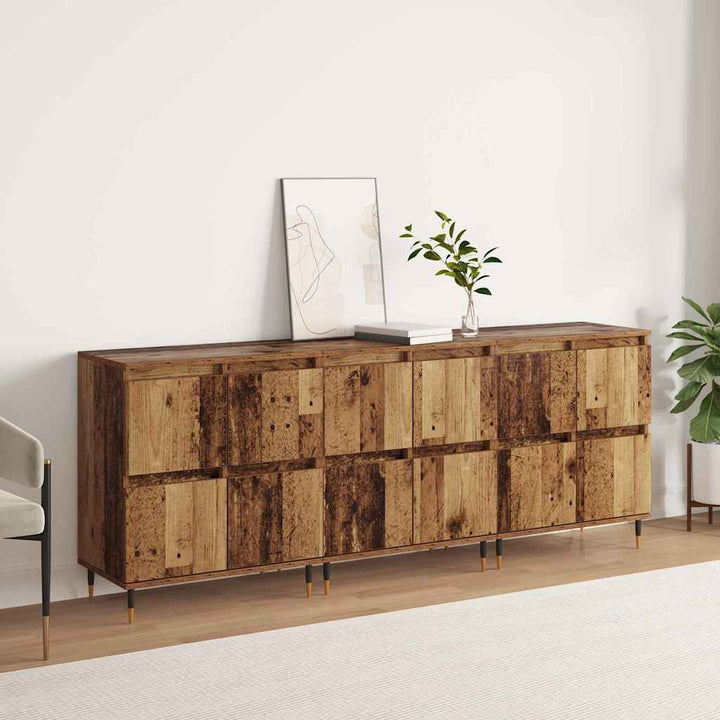 Sideboards 3 pcs Gammelt træ 180 x 35 x 70 cm Konstrueret træ
