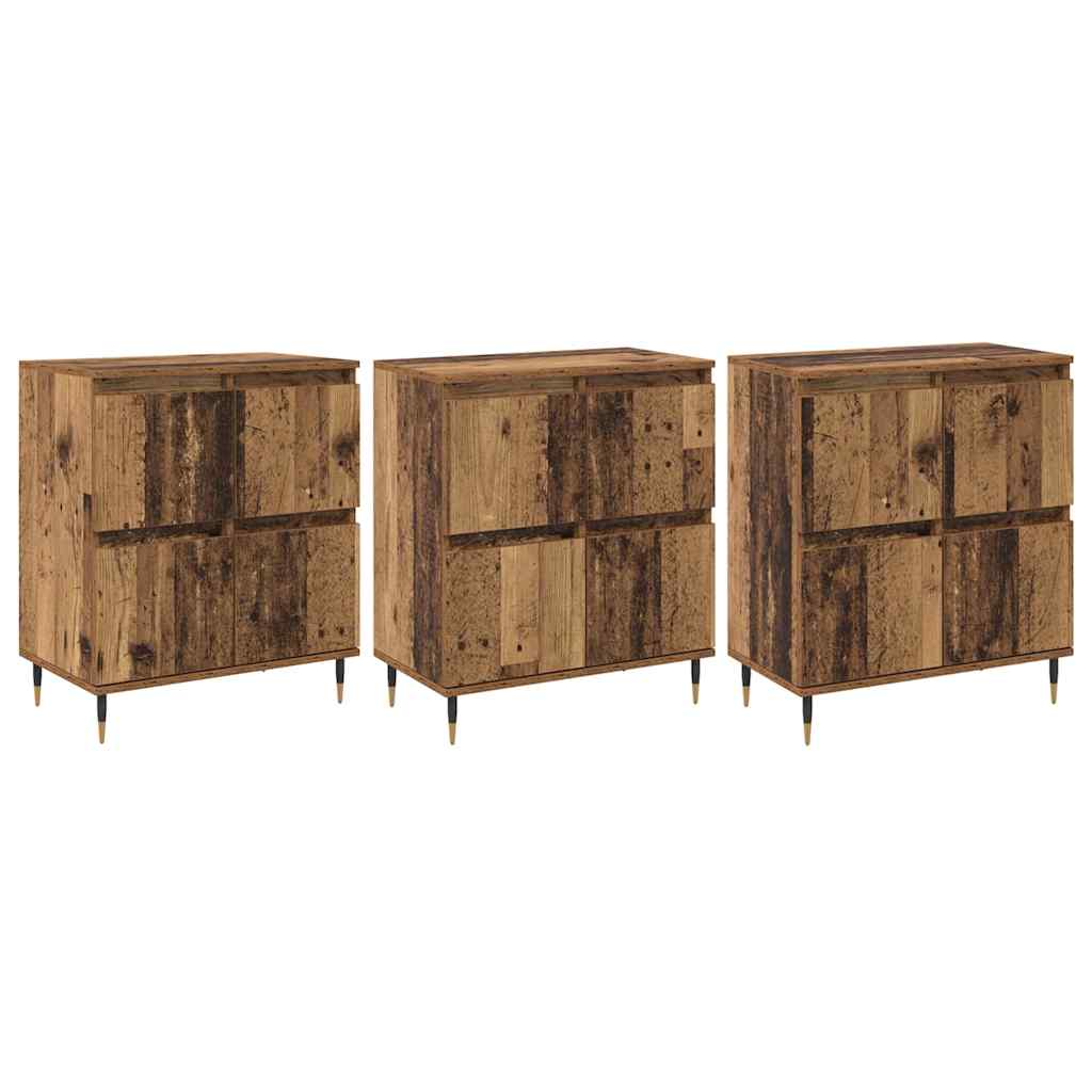 Sideboards 3 pcs Gammelt træ 180 x 35 x 70 cm Konstrueret træ