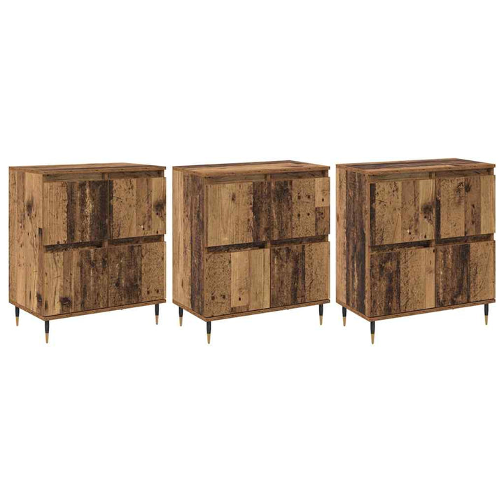 Sideboards 3 pcs Gammelt træ 180 x 35 x 70 cm Konstrueret træ