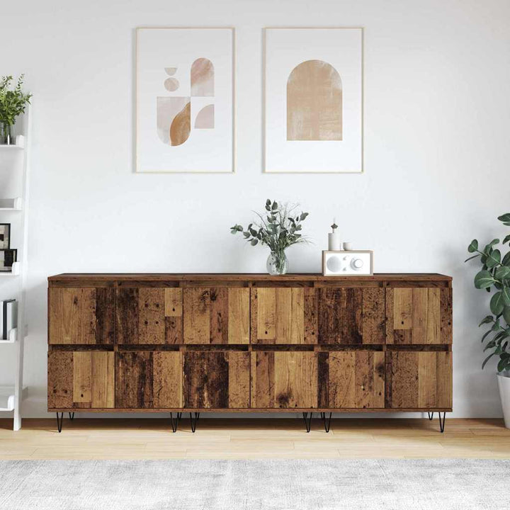 Sideboards 3 pcs Gammelt træ 180 x 35 x 70 cm Konstrueret træ