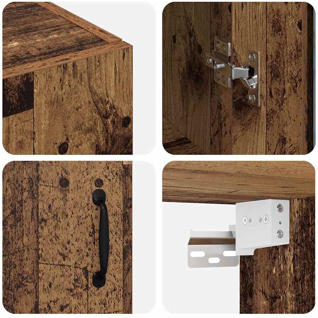 Væghængte skabe 2 pcs Gammelt træ 69.5 x 34 x 90 cm